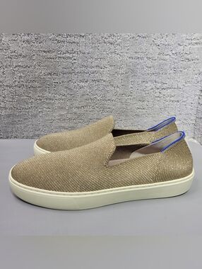 Rothy's The Original Women's Size US 9 Gold Foil Twill Slip On Sneakers
